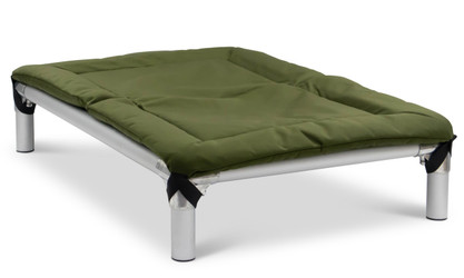 Moss Green Canvas Bed Pad shown on top of a Kuranda Bed