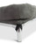 detailed corner view of the oatmeal and cream color Bolster showing how it is held by a strap to the leg of the Kuranda Dog Bed it rests on.