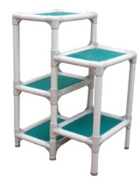 6 tier Cat Tower shown with Forest Green Fabric and Almond PVC Frame